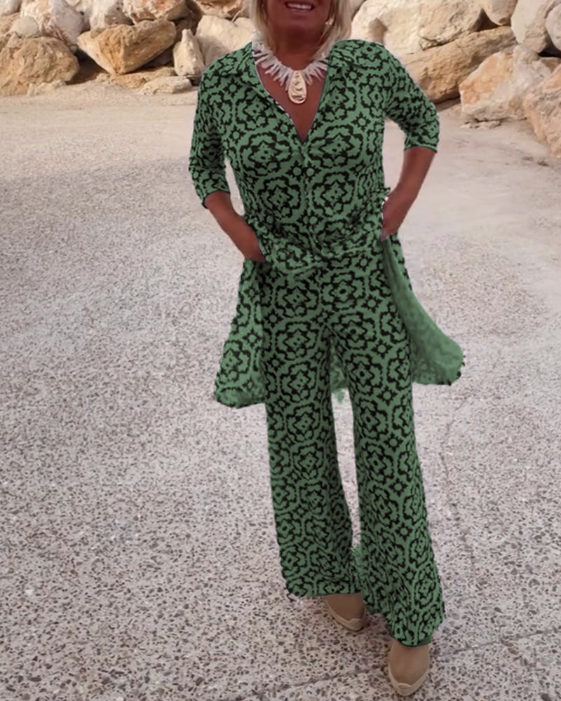 AXEL™ | Vintage Bedrukte Tweedelige Set