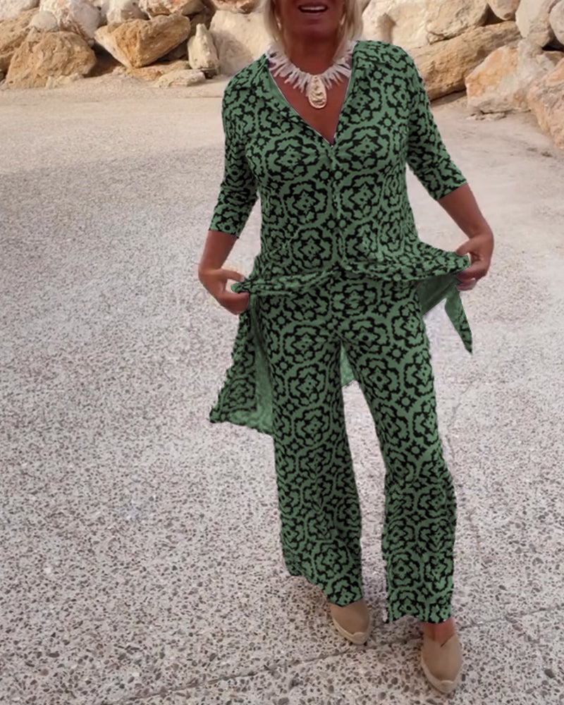 AXEL™ | Vintage Bedrukte Tweedelige Set