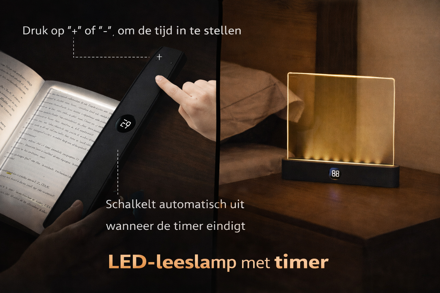 Noor™ | LED Boeklamp met Plat Paneel (USB)