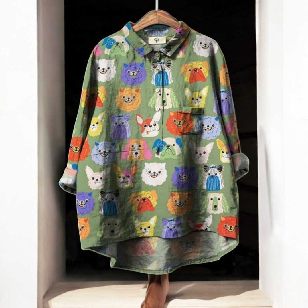 TINI™ | Exclusieve Damesblouse met Hondenprint