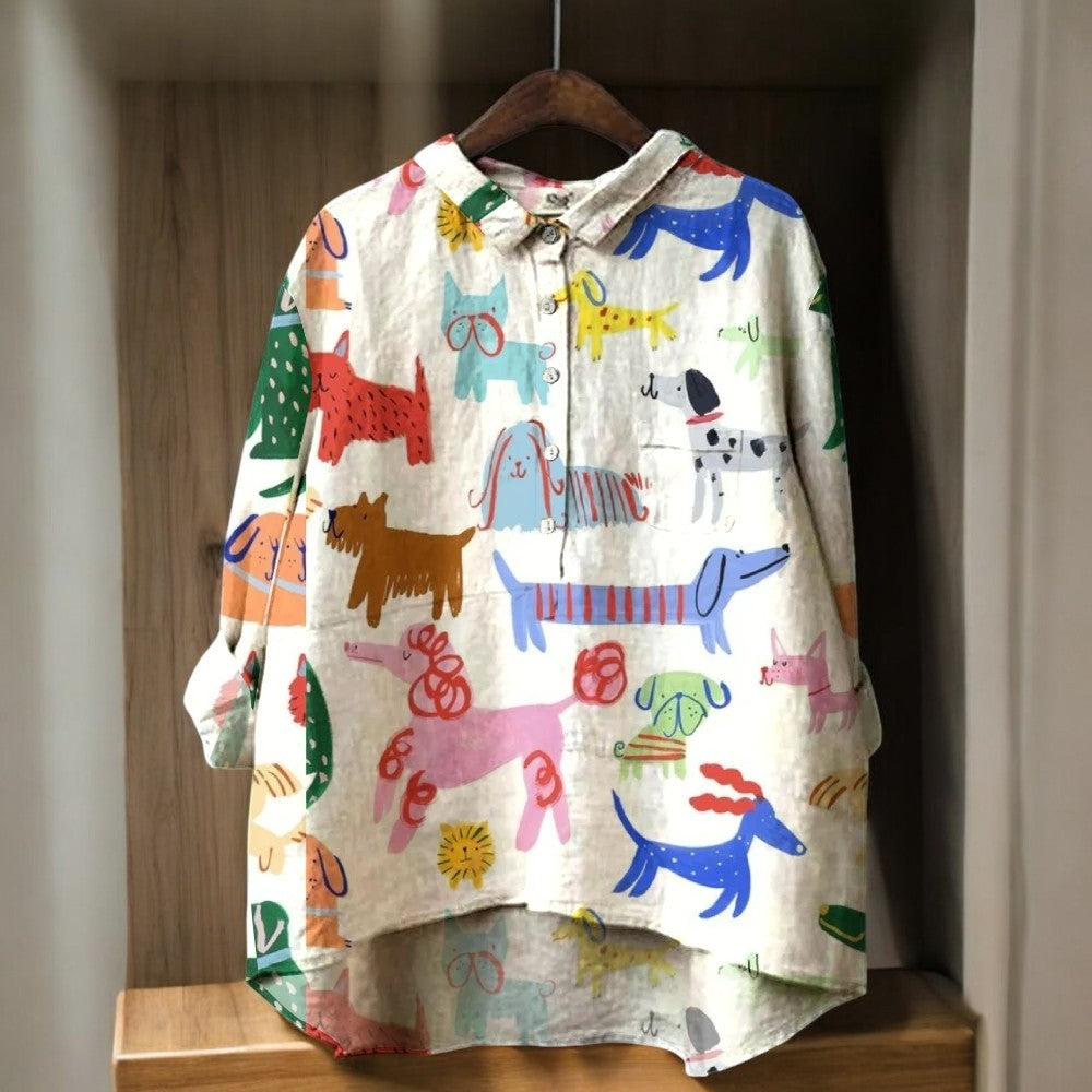 TINI™ | Exclusieve Damesblouse met Hondenprint