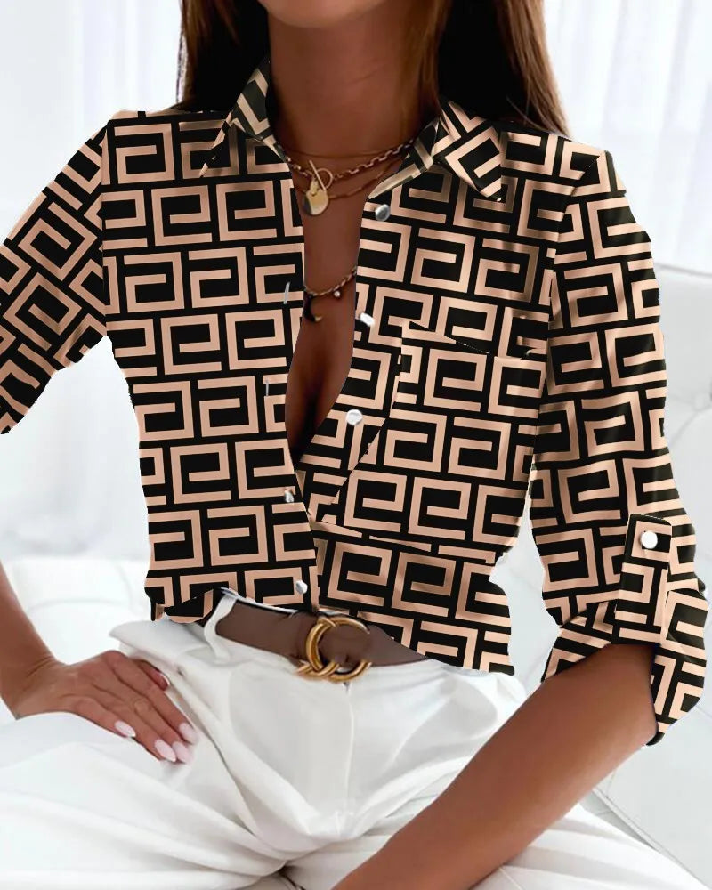 MEGAN™ | Elegante Blouse met Artistieke Print