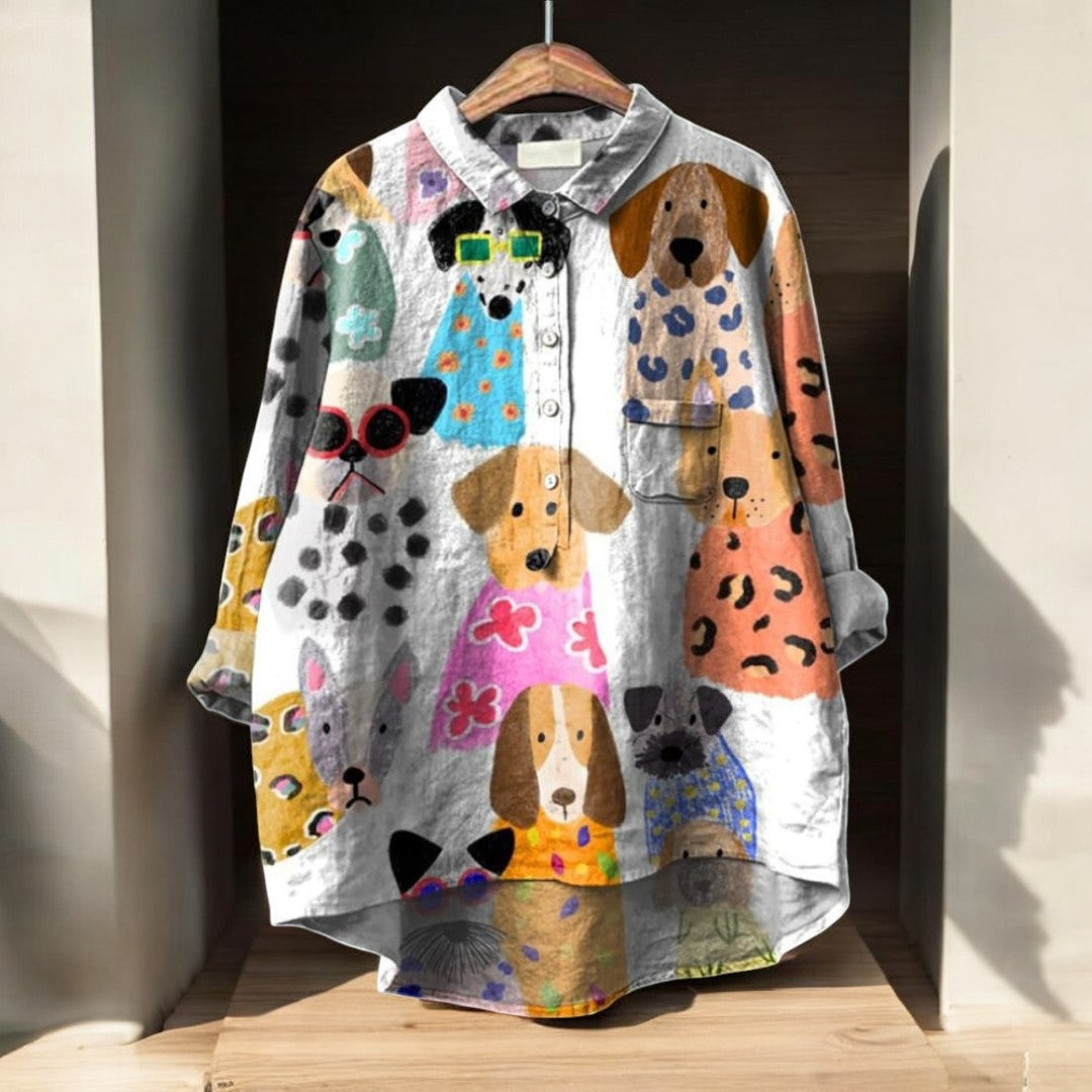 TINI™ | Exclusieve Damesblouse met Hondenprint