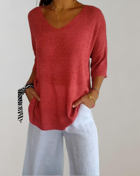 MARA™ | Gebreide Top met V-hals