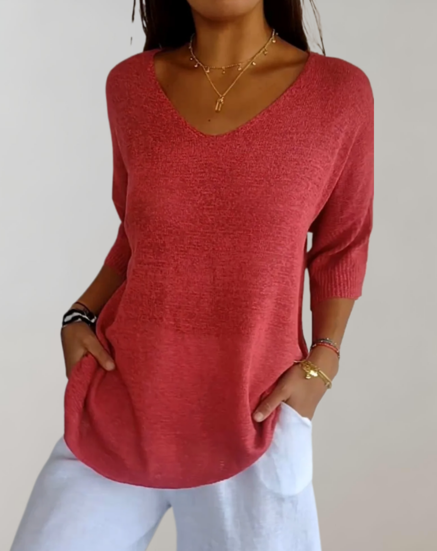 MARA™ | Gebreide Top met V-hals